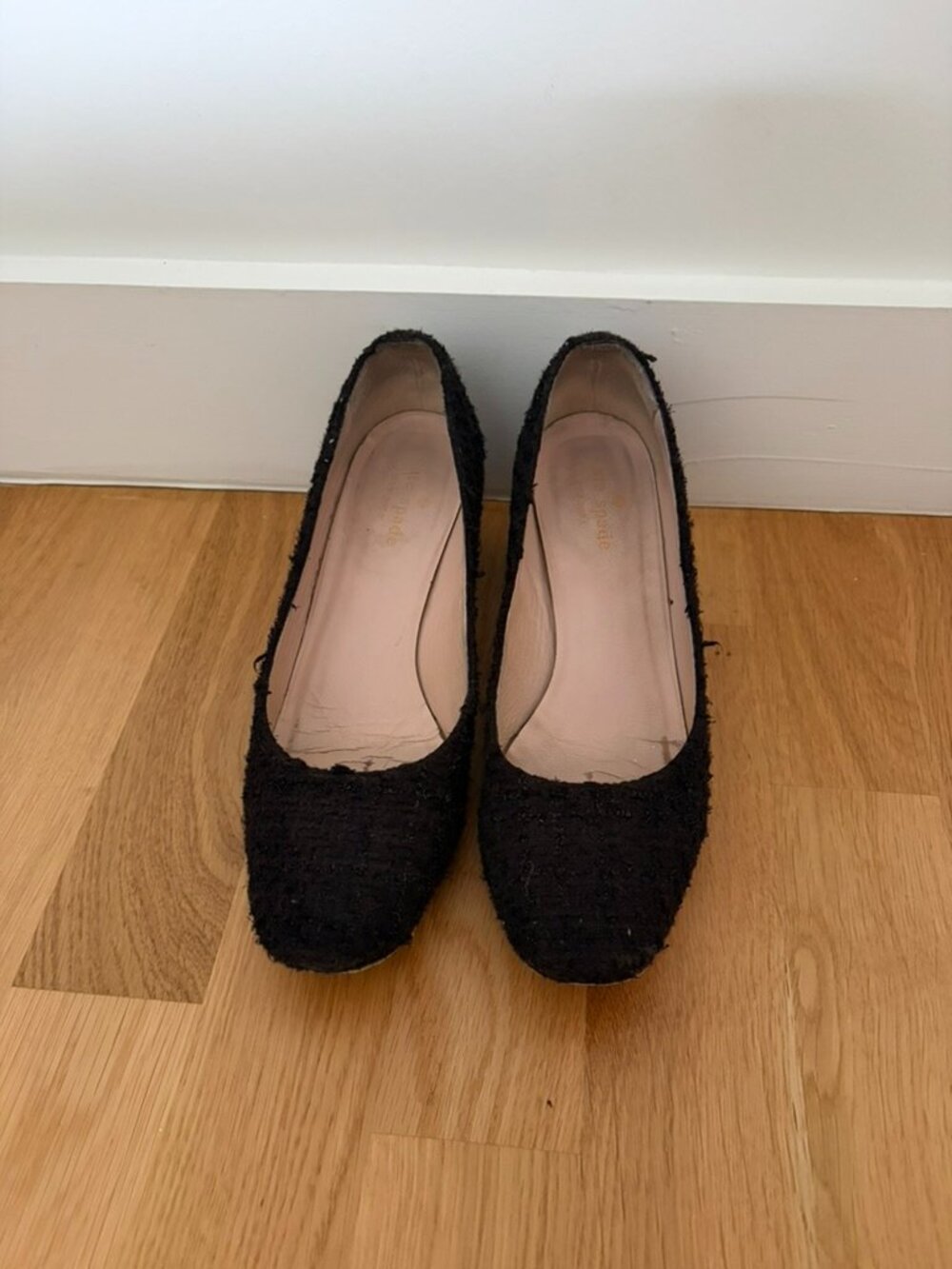 Kate Spade Black Tweed Block Heels